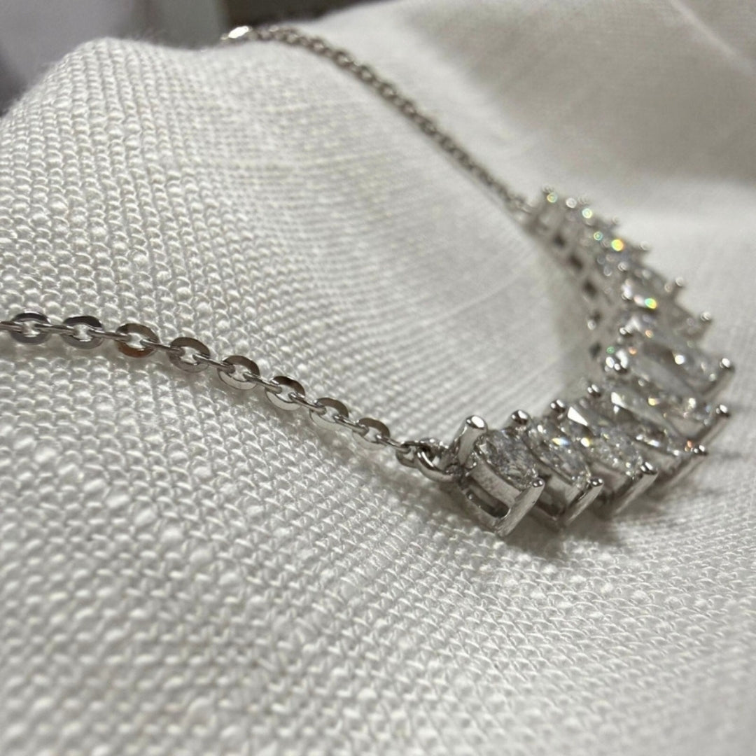High Shine Moissanite Pear Cluster Necklace