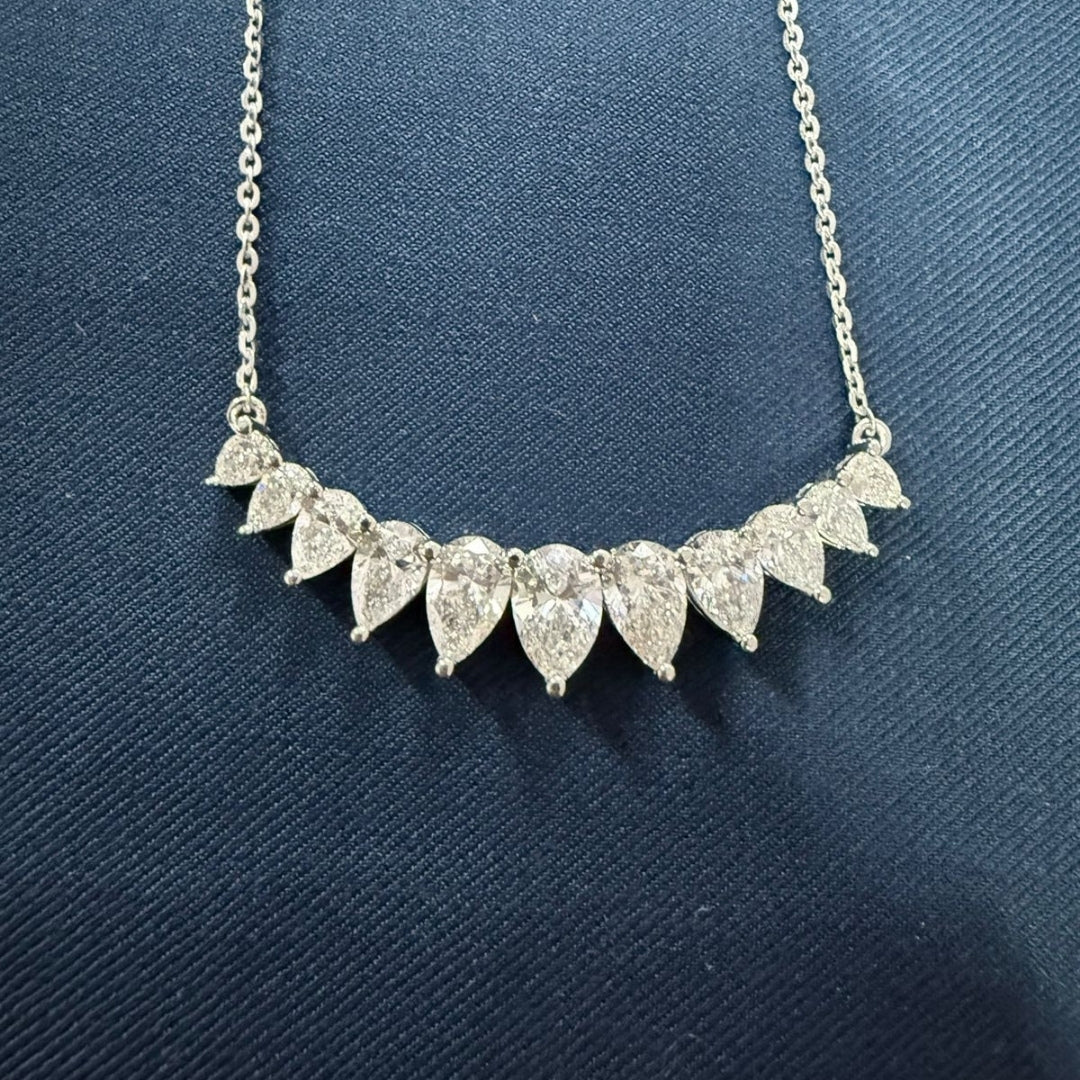 High Shine Moissanite Pear Cluster Necklace