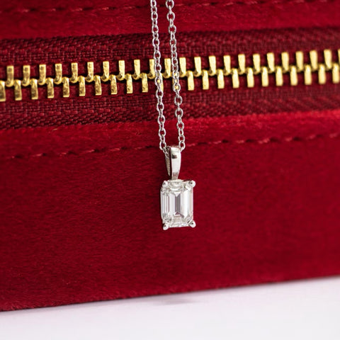 Exuberant Emerald Cut Diamond Necklace