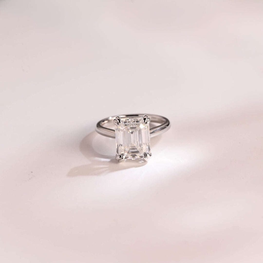 Burnished Emerald Cut Diamond Anniversary Ring