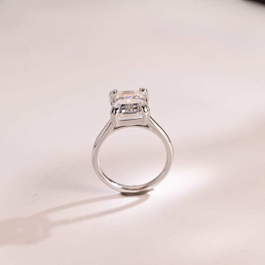 Burnished Emerald Cut Diamond Anniversary Ring