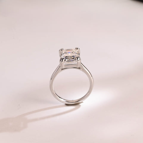 Burnished Emerald Cut Diamond Anniversary Ring