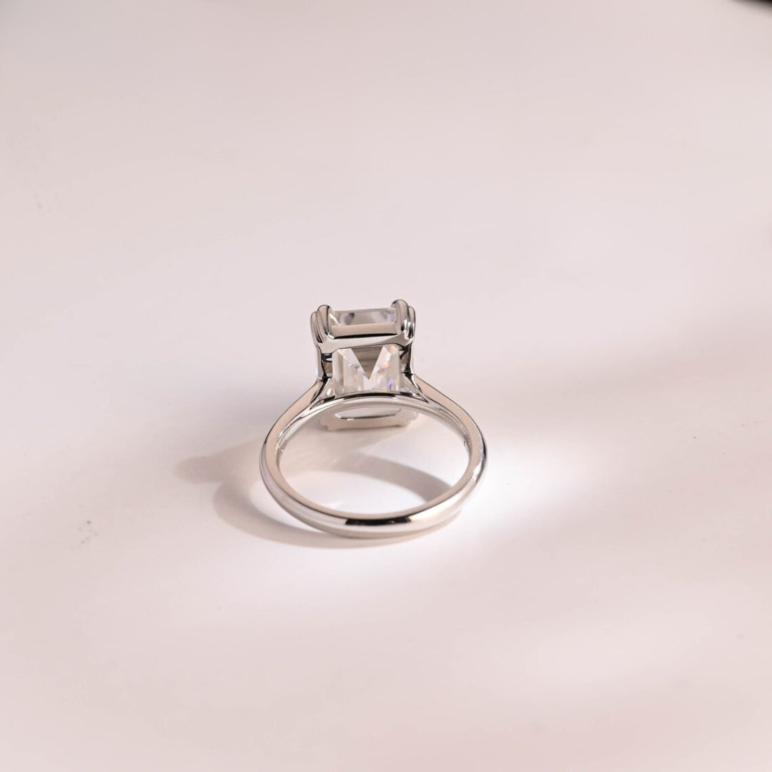 Burnished Emerald Cut Diamond Anniversary Ring