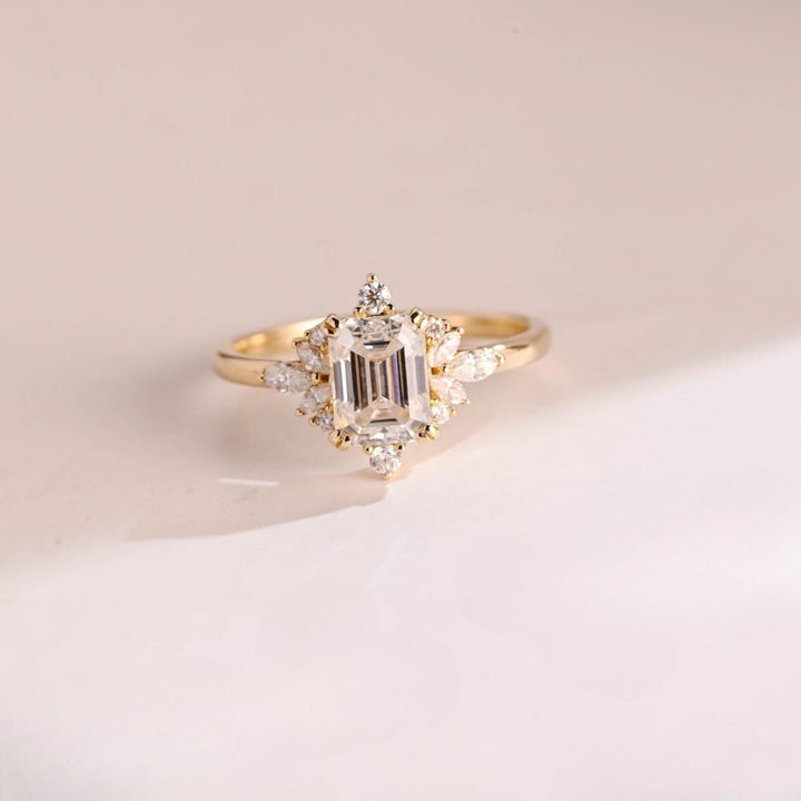 Brilliant Emerald Cut Diamond Handmade Ring