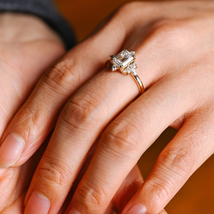 Brilliant Emerald Cut Diamond Handmade Ring