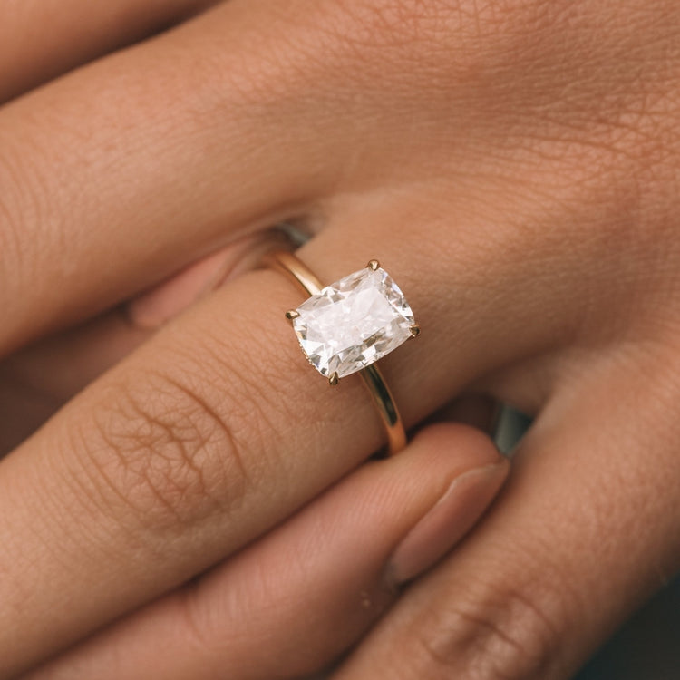 Moissanite Cushion Cut Diamond Ring