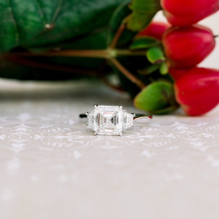 Moissanite 3.02 CT Asscher Cut Diamond Boho & Hippie Handmade Ring