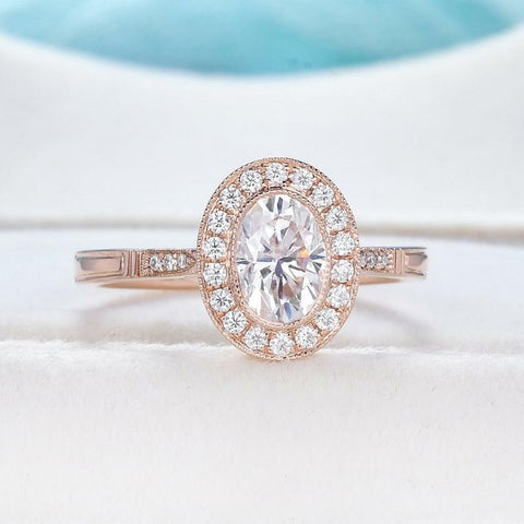 Moissanite 2.50 CT Oval Cut Diamond Art Nouveau Engagement Ring