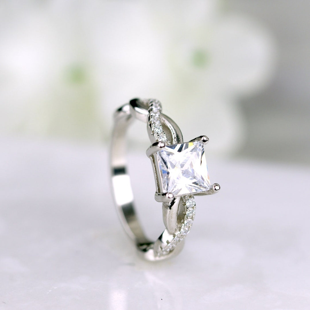 Moissanite 2.67 CT Princess Cut Diamond Edwardian Engagement Ring