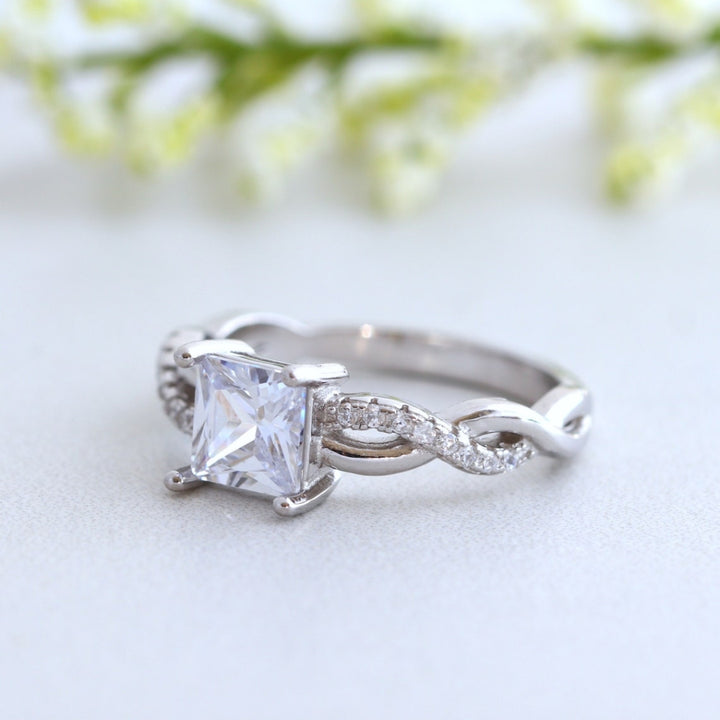 Moissanite 2.67 CT Princess Cut Diamond Edwardian Engagement Ring