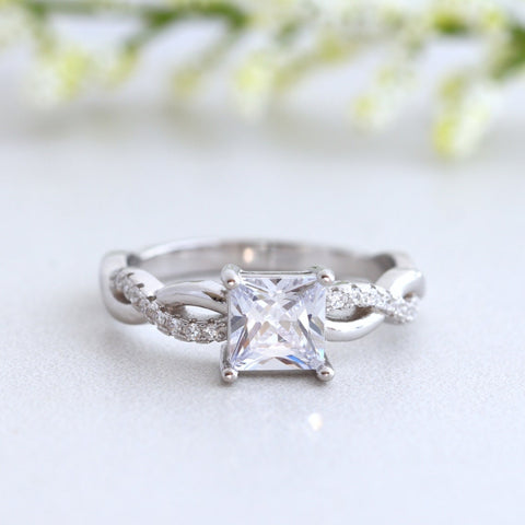 Moissanite 2.67 CT Princess Cut Diamond Edwardian Engagement Ring