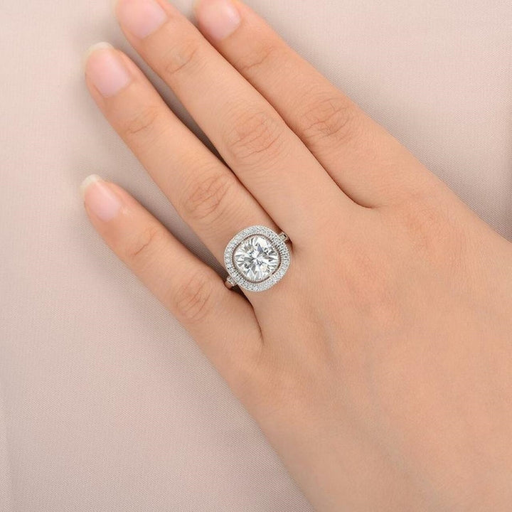 Moissanite 4.25 CT Cushion Cut Diamond Avant Garde Handmade Ring