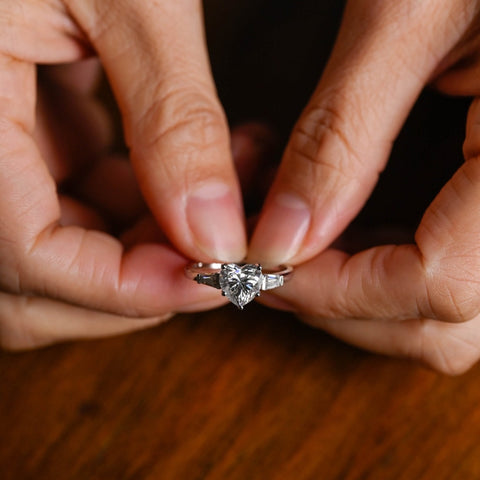 Synthishine Heart Cut Diamond Handmade Ring