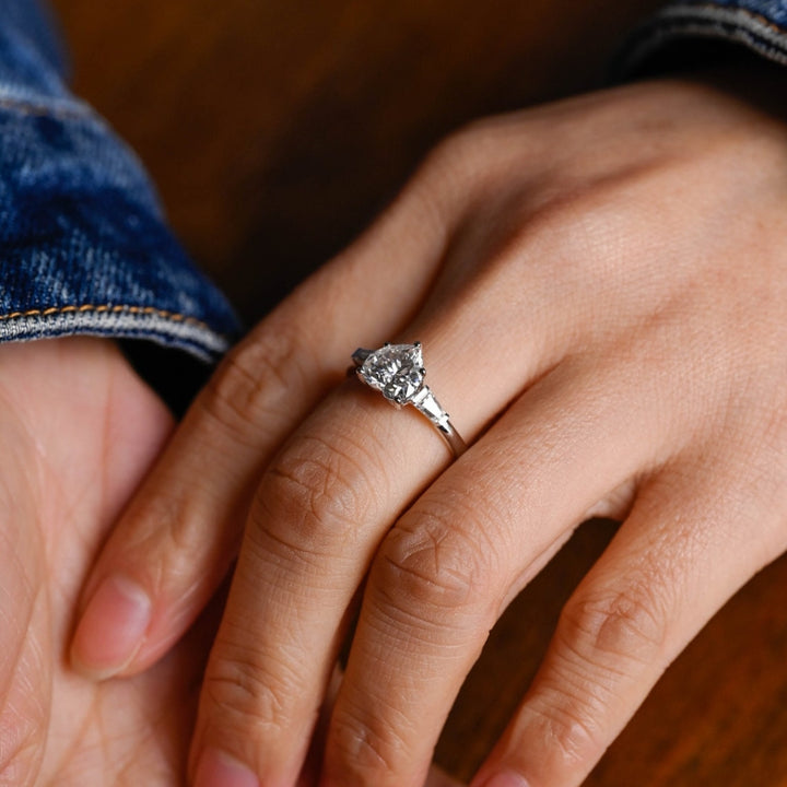 Synthishine Heart Cut Diamond Handmade Ring