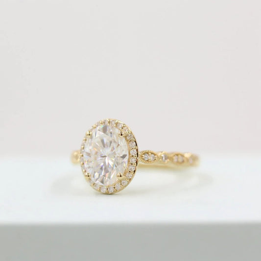 Moissanite 3.58 CT Oval Cut Diamond Edwardian Wedding Ring