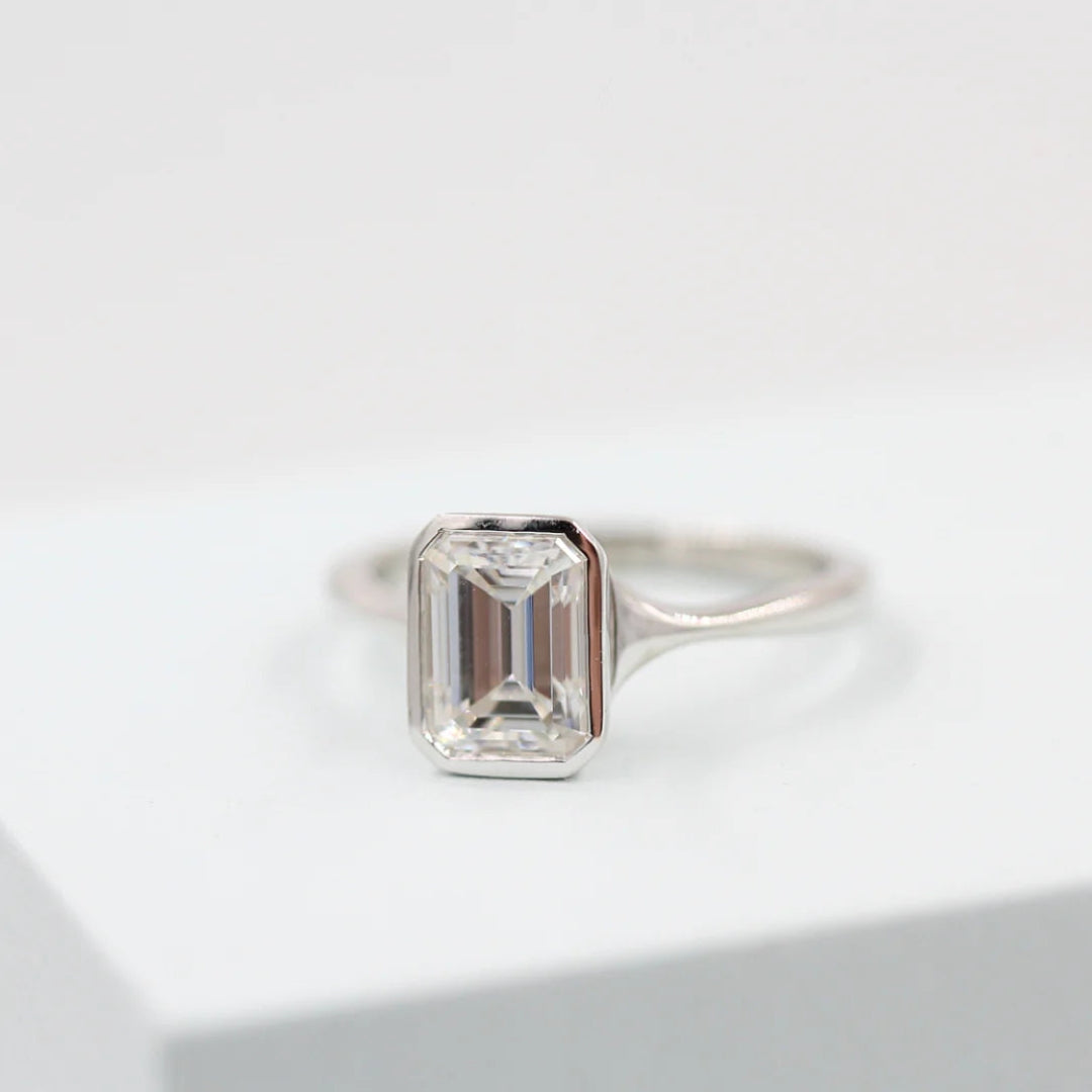 Moissanite 1.94 CT Emerald Cut Diamond Art Deco Wedding Ring