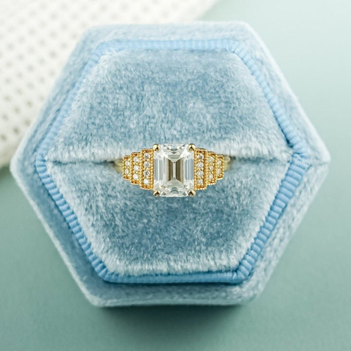 Unique Emerald Cut Diamond Engagement Ring