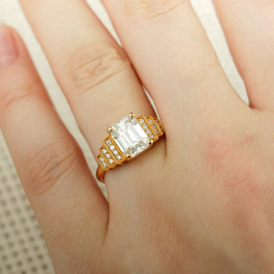 Unique Emerald Cut Diamond Engagement Ring