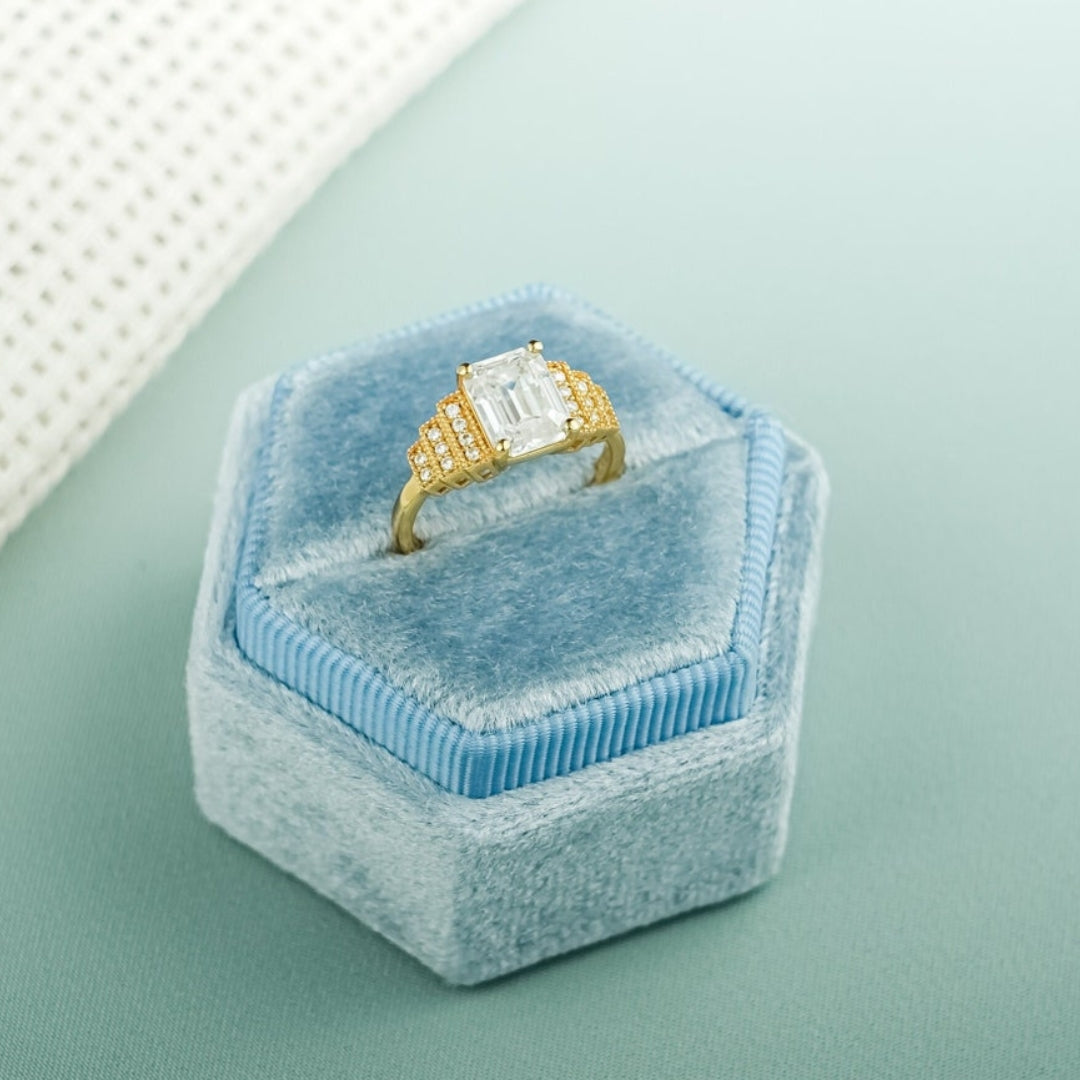 Unique Emerald Cut Diamond Engagement Ring