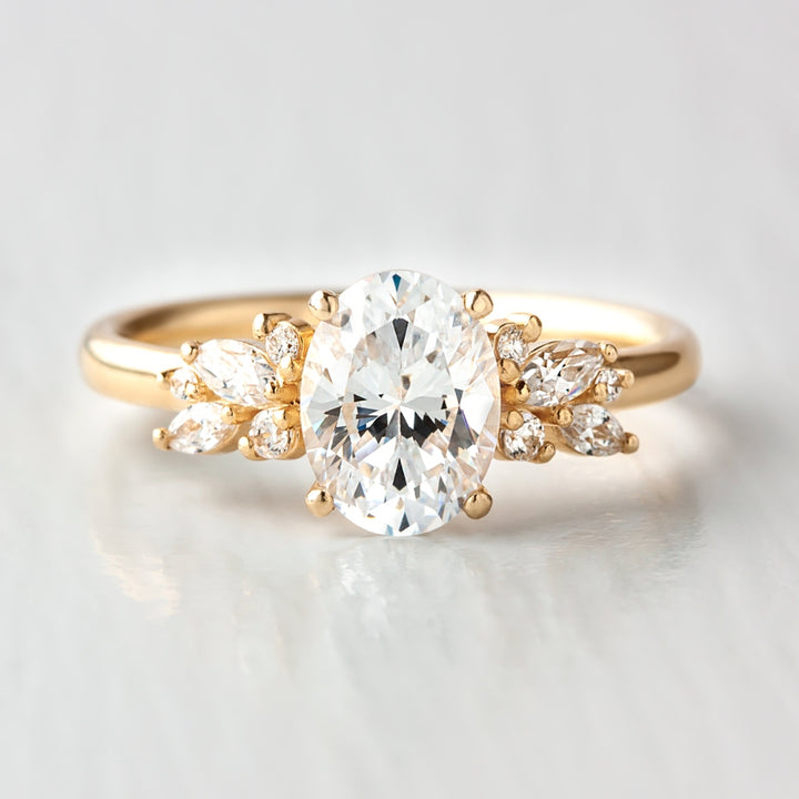 Moissanite 3.22 CT Oval Cut Diamond Edwardian Wedding Ring