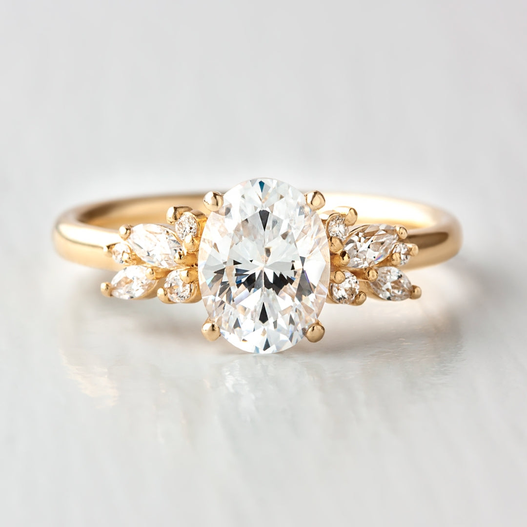 Moissanite 3.22 CT Oval Cut Diamond Edwardian Wedding Ring