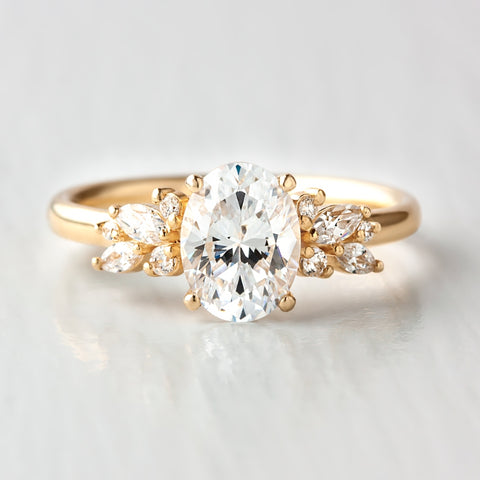 Moissanite 3.22 CT Oval Cut Diamond Edwardian Wedding Ring