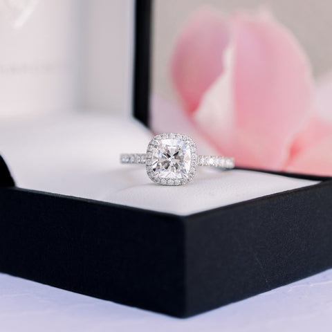 Moissanite 3.98 CT Cushion Cut Diamond Edwardian Engagement Ring