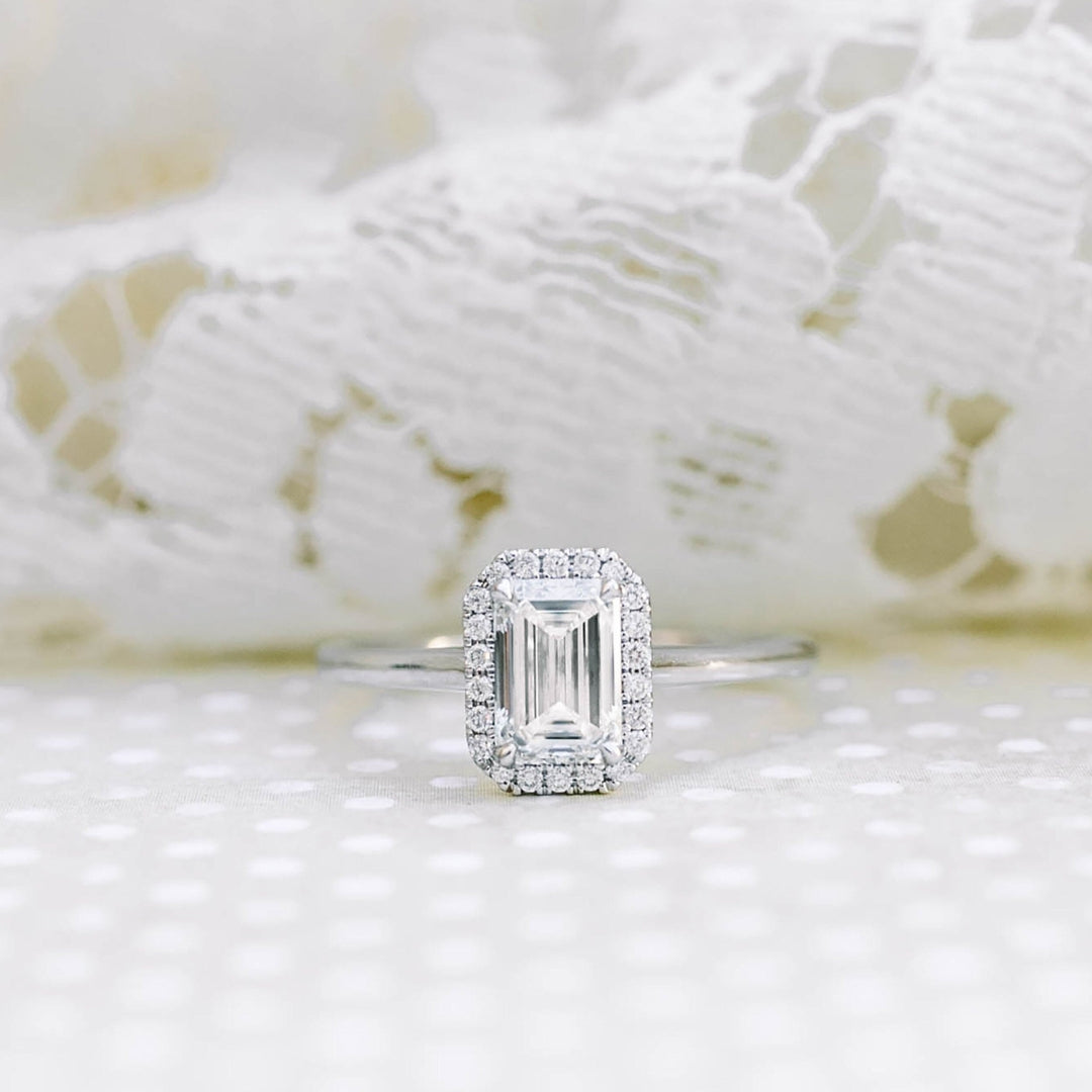 Moissanite 2.98 CT Emerald Cut Diamond Gothic Wedding Ring