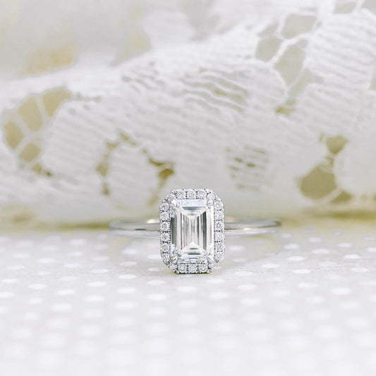 Moissanite 2.98 CT Emerald Cut Diamond Gothic Wedding Ring