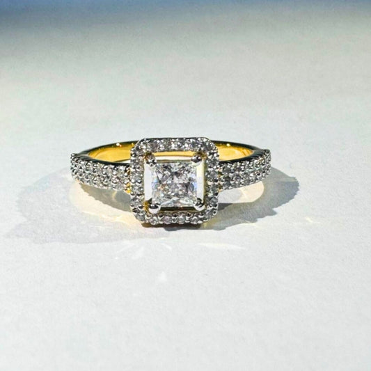 Moissanite 3.50 CT Princess Cut Diamond Brutalist Anniversary Ring