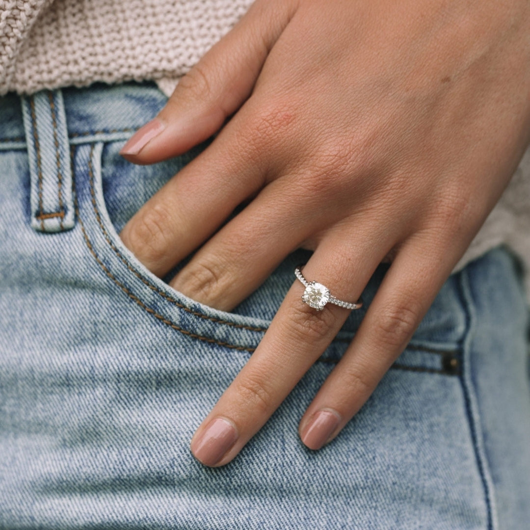 Moissanite 1.25 CT Round Cut Diamond Victorian Anniversary Ring