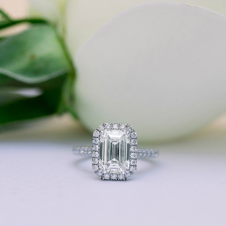 Moissanite 3.00 CT Emerald Cut Diamond Edwardian Wedding Ring