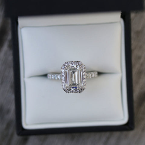 Moissanite 3.00 CT Emerald Cut Diamond Edwardian Wedding Ring