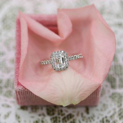 Moissanite 3.00 CT Emerald Cut Diamond Edwardian Wedding Ring