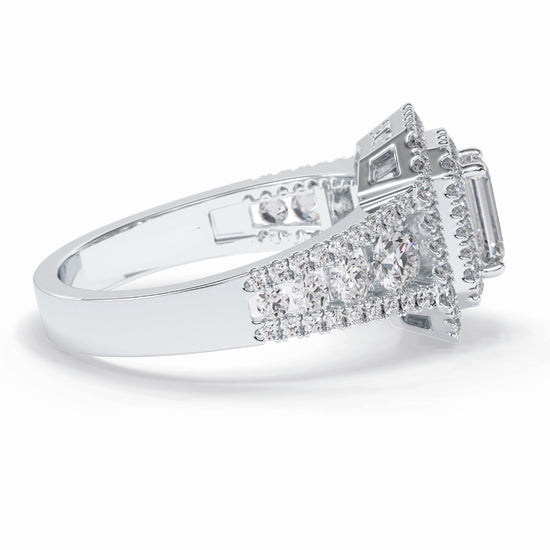 Lab Grown 5.88 CT Emerald Cut Diamond Gothic Engagement Ring