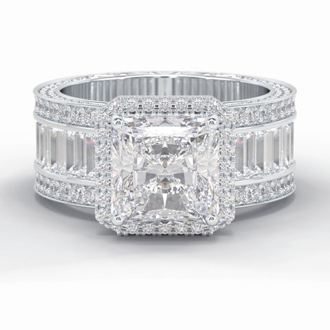 Lab Grown 7.30 CT Asscher Cut Diamond Art Deco Wedding Ring