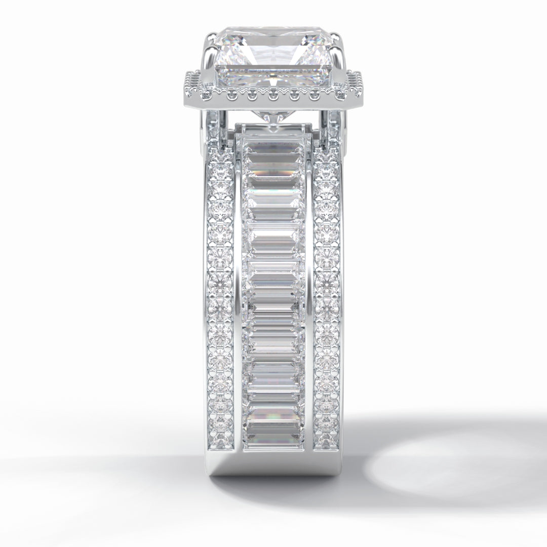 Lab Grown 7.30 CT Asscher Cut Diamond Art Deco Wedding Ring