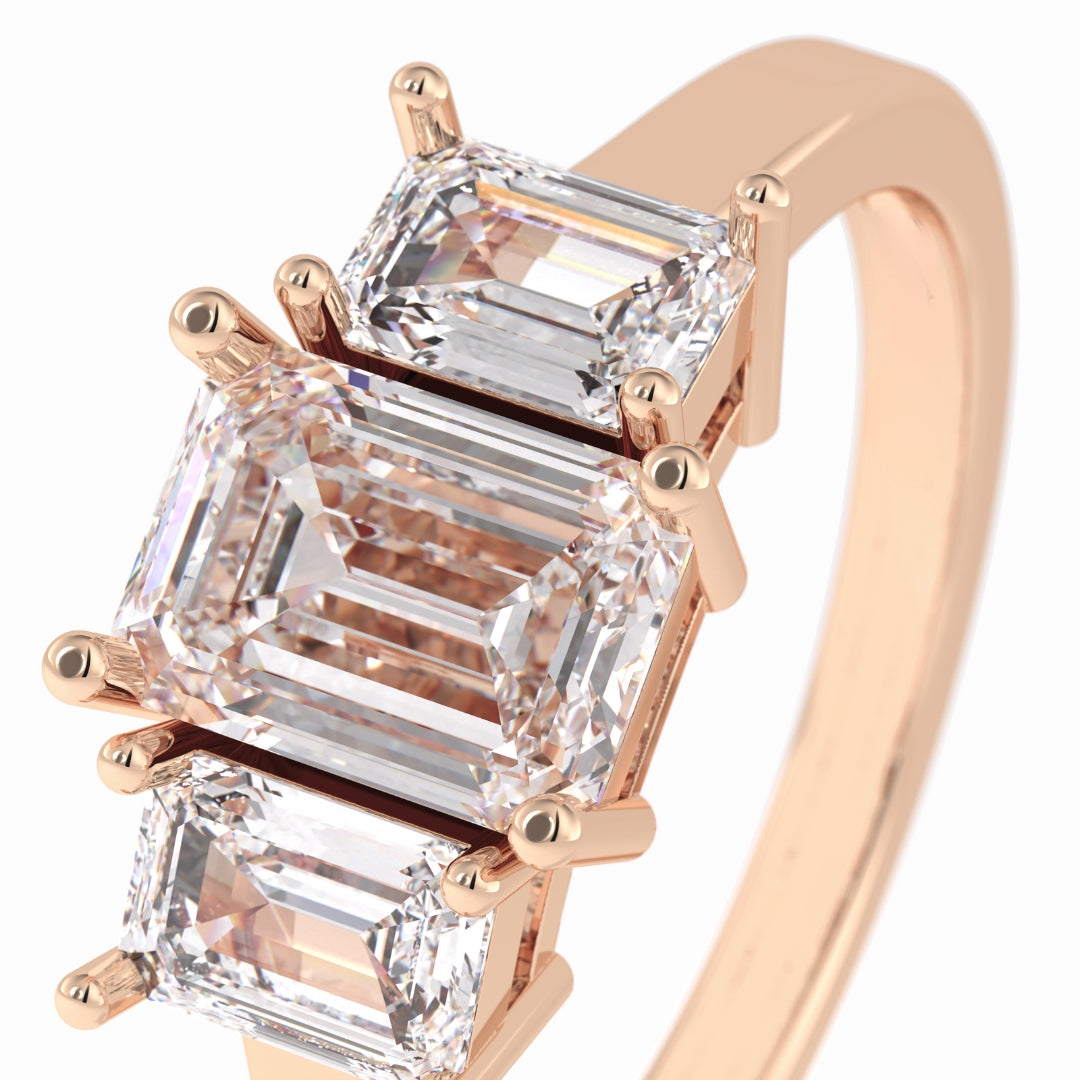 Lab Grown 1.80 CT Emerald Cut Diamond Art Nouveau Engagement Ring