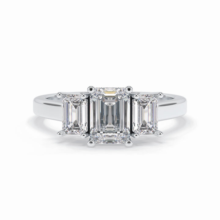 Lab Grown 1.80 CT Emerald Cut Diamond Art Nouveau Engagement Ring