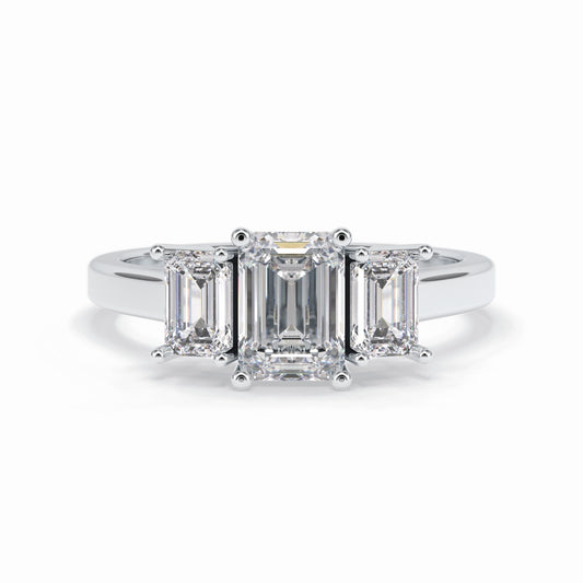 Lab Grown 1.80 CT Emerald Cut Diamond Art Nouveau Engagement Ring