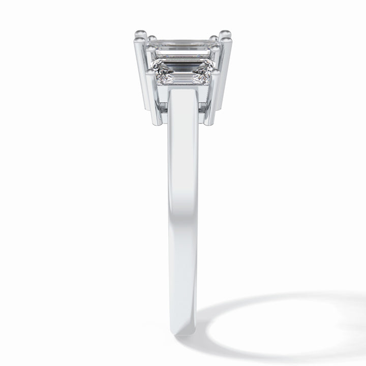 Lab Grown 1.80 CT Emerald Cut Diamond Art Nouveau Engagement Ring