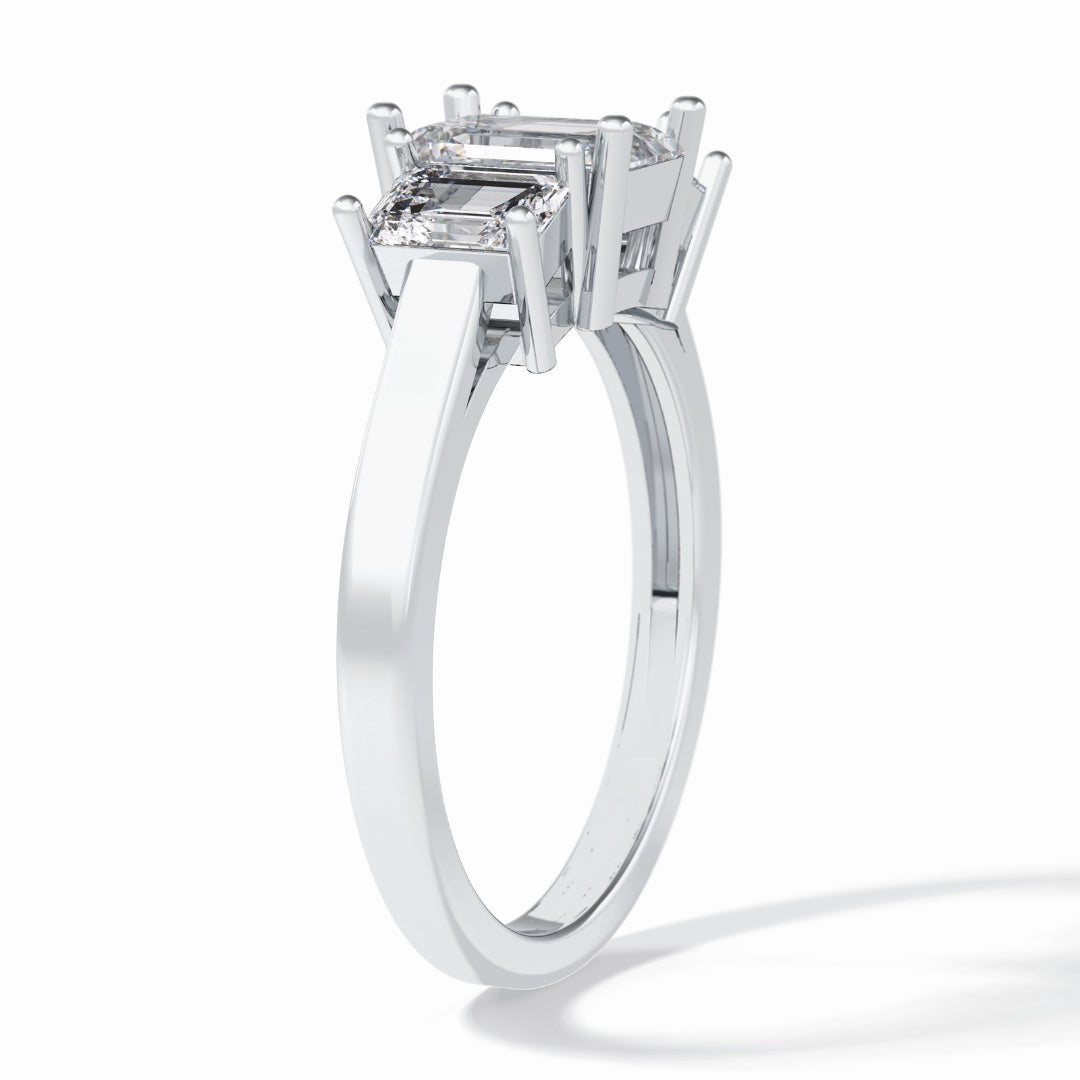 Lab Grown 1.80 CT Emerald Cut Diamond Art Nouveau Engagement Ring