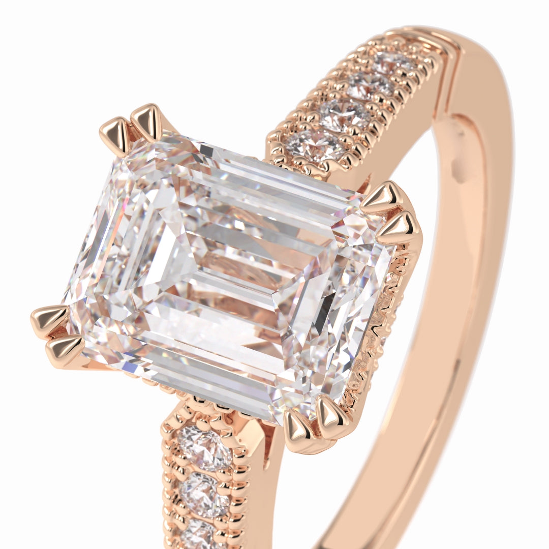 Lab Grown 1.89 CT Emerald Cut Diamond Mid-Century Anniversary Ring