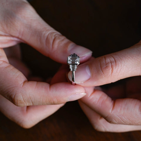 Attractive Emerald Cut Diamond Handmade Ring