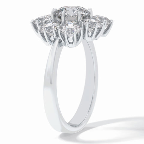 Lab Grown 3.48 CT Round Cut Diamond Edwardian Anniversary Ring