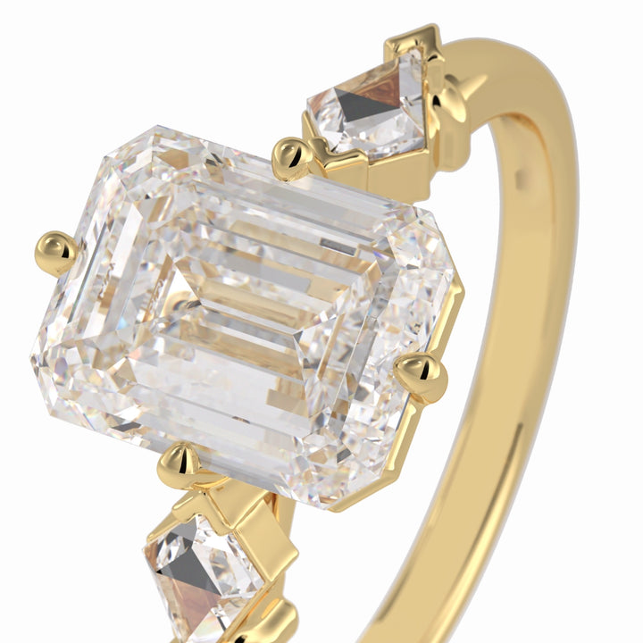 Lab Grown 3.94 CT Emerald Cut Diamond Victorian Engagement Ring