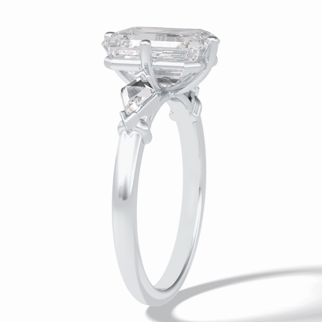 Lab Grown 3.94 CT Emerald Cut Diamond Victorian Engagement Ring