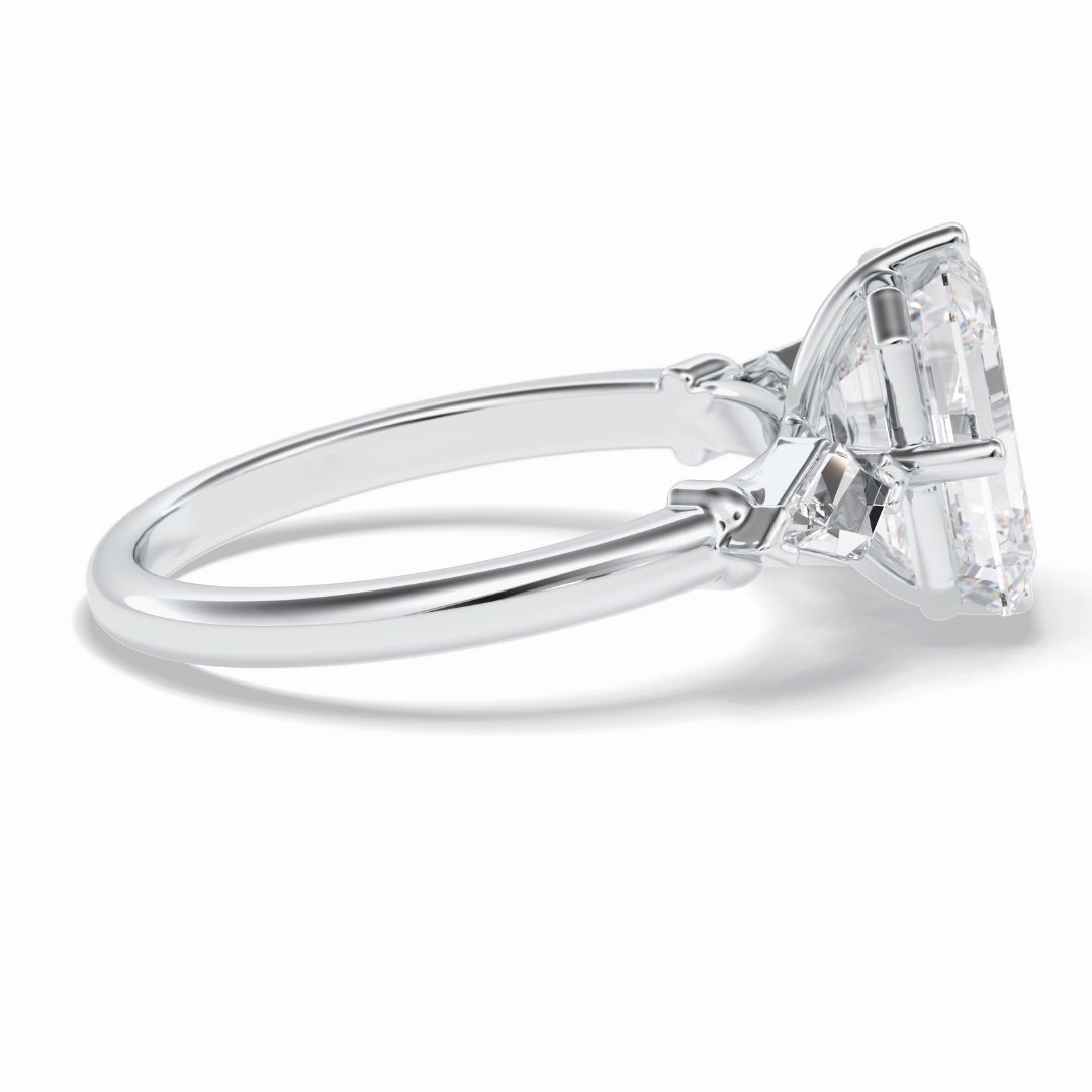 Lab Grown 3.94 CT Emerald Cut Diamond Victorian Engagement Ring