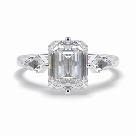 Lab Grown 3.94 CT Emerald Cut Diamond Victorian Engagement Ring