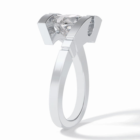 Lab Grown 2.10 CT Princess Cut Diamond Brutalist Handmade Ring